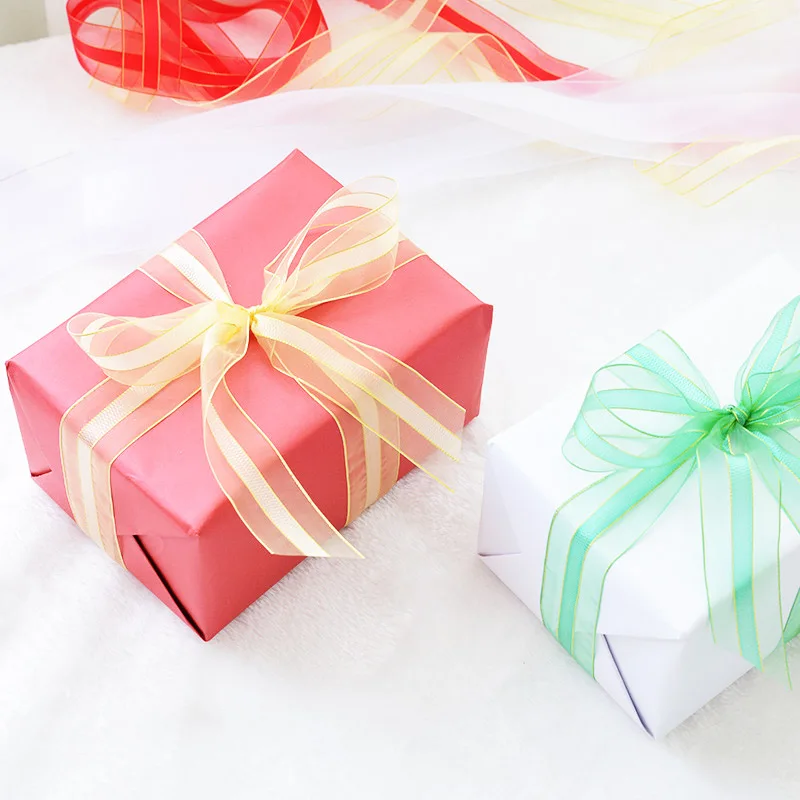 Лента шелковая в полоску 38/65 мм 2 ярда для упаковки подарков | Дом и сад