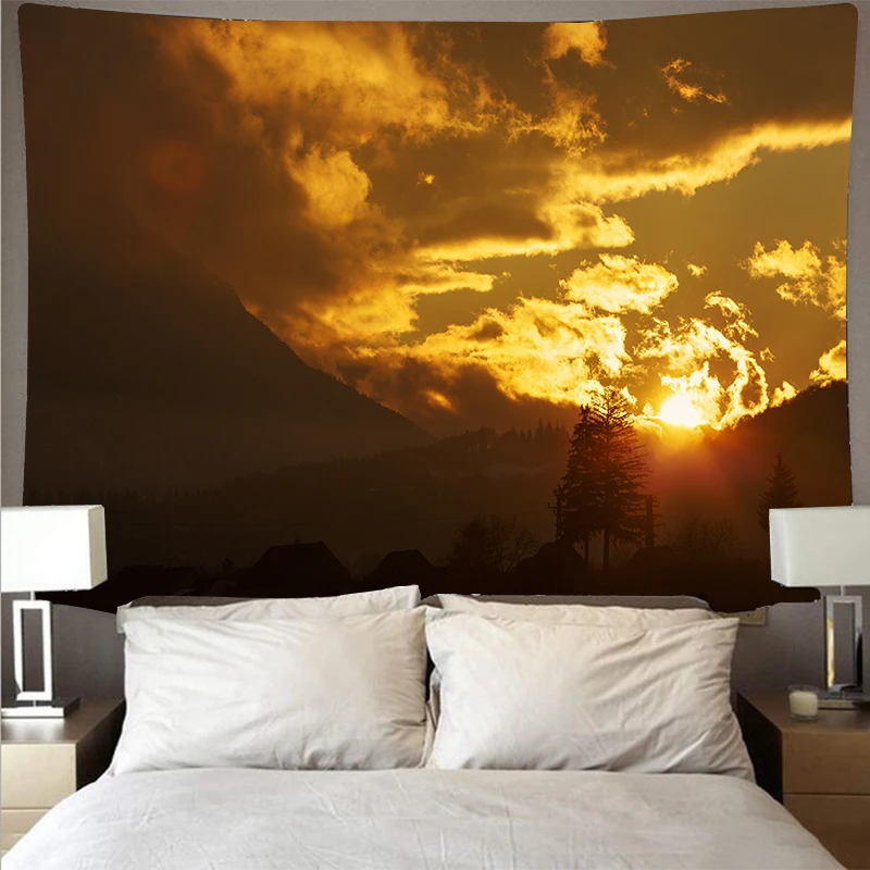 Лес река пейзаж дешевые гобелен искусство психоделический настенный пляжное