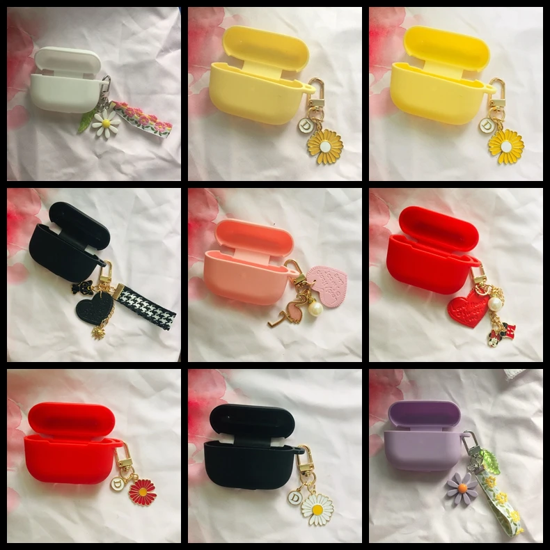 

fundas For AirPods Pro Case Korean flower Cute Peach Pendant keyring headphone case For Air pods 3 Pro silicone Earphone Cover