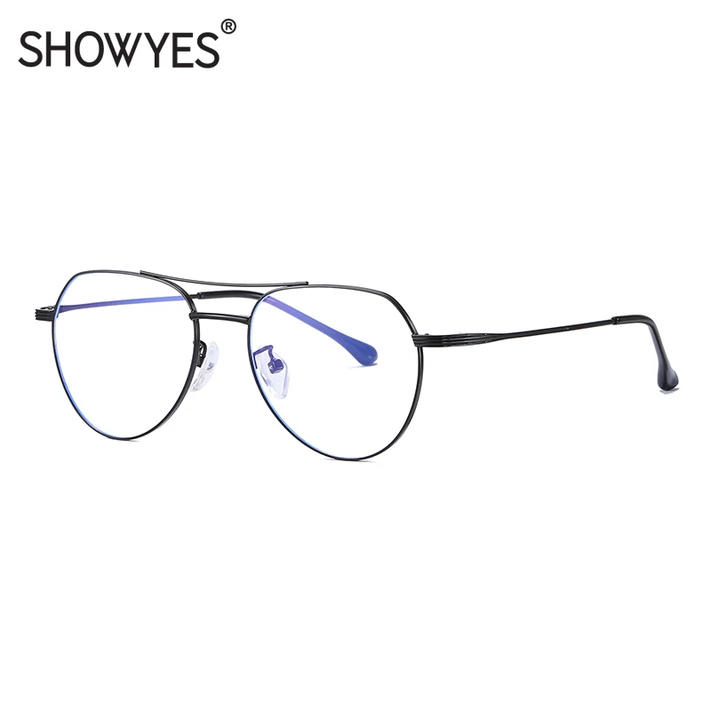 SHOWYES анти-синий светильник очки неправильный металл два моста большой размер