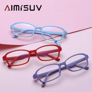 Модные детские очки AIMISUV с блокировкой сисветильник 2020 круглые ульсветильник Силиконовые Гибкие Компьютерные прозрачные очки для детей UV400