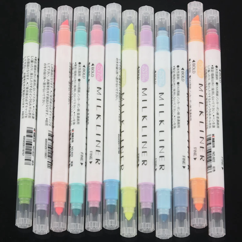 

12 Pcs/Set Japanese Stationery Zebra Mild Liner Double Headed Fluorescent Pen Fluorescent Marker Pen Highlighter Pen Color Mark