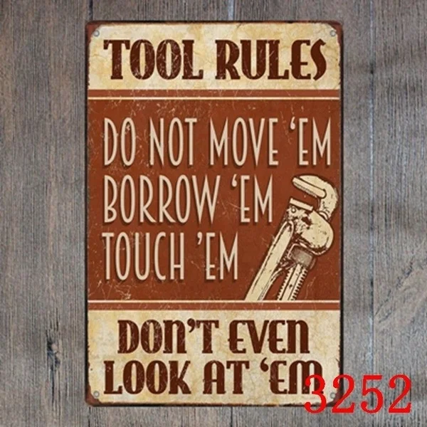 

Metal Tin Sign Tool Rules Decor Bar Pub Home Vintage Retro Poster
