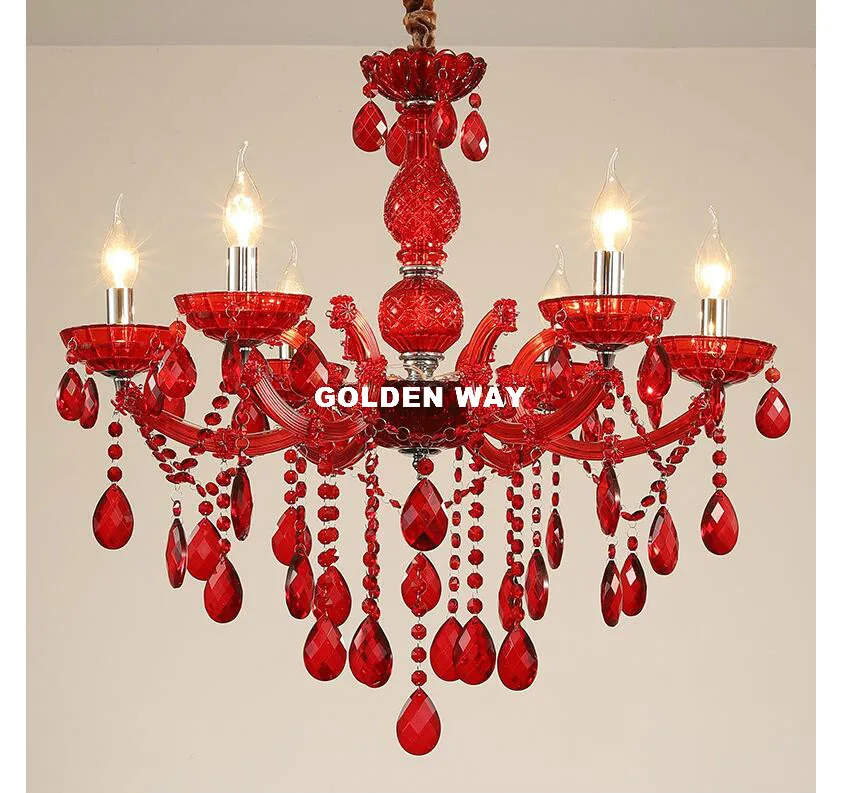 Бесплатная доставка европейская Подвесная лампа Lustre Light Lovly Red 6arms декоративная