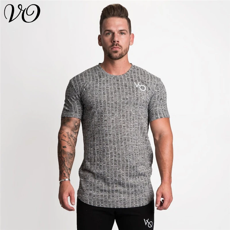 

Streetwear Fashion Gray Men's Short Sleeve T-Shirt Casual Top Jogger Gym Workout Sports Quick-drying Sportswear