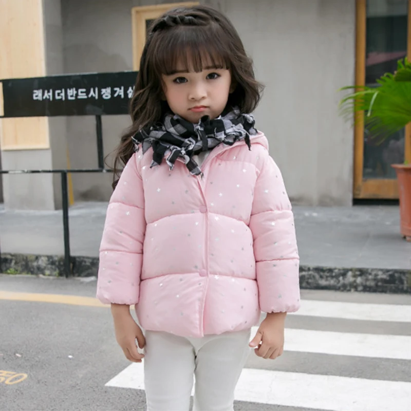 1 5years лет зимнее пальто для девочек и мальчиков хлопковое со звездочками печать