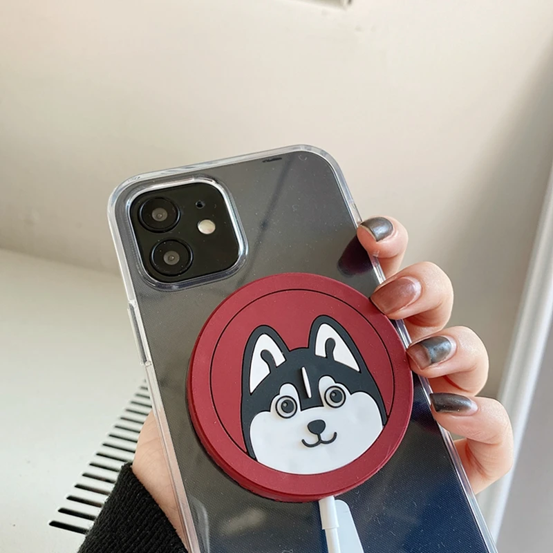 cartoon silicone cases for magsafe wireless charging soft protective cover case for iphone 12 magsafe charging shockproof sleeve free global shipping