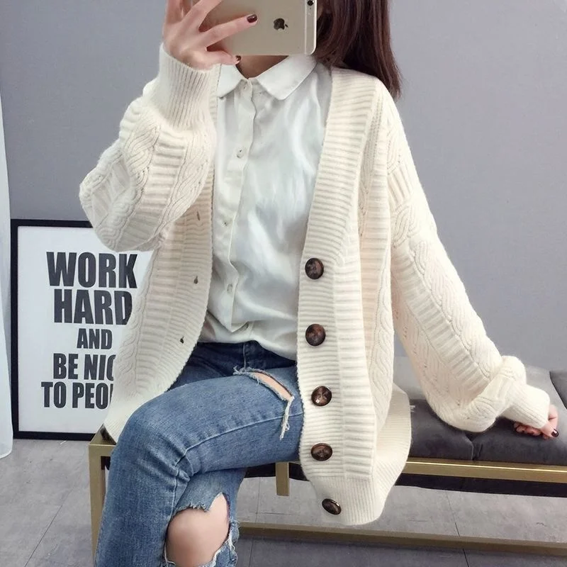 

Женский свитер JCHB, кардиган, куртка, женский свободный Модный корейский студенческий свитер на весну и осень, трендовые женские кардиганы