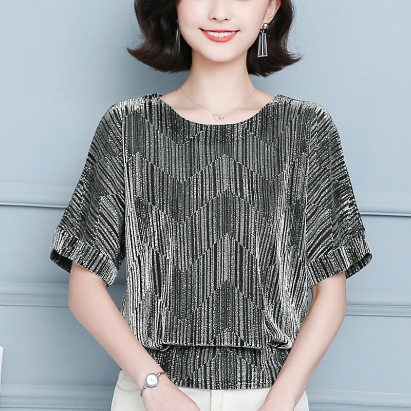 Новая летняя эластичная полосатая рубашка для женщин модная Элегантная блузка с