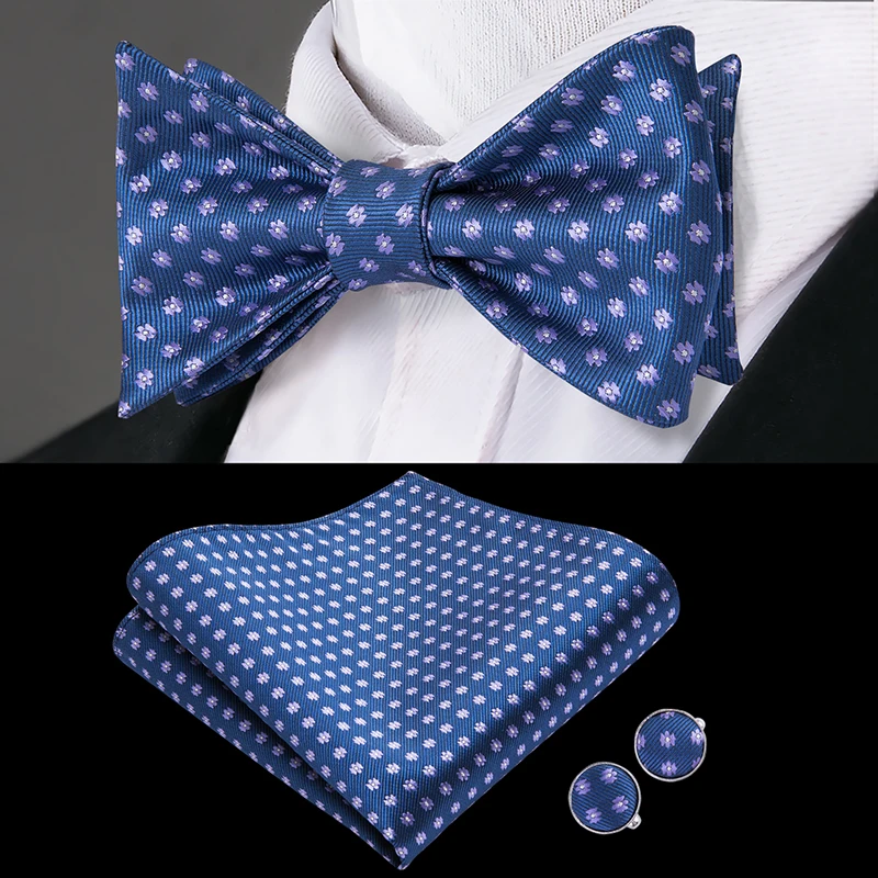 LH-2003 Hi-Tie шелковый галстук-бабочка мужской галстук бабочка роскошный золотой цветок бабочка Карманный платок Hanky запонки набор коричневый розовый синий галстук-бабочка - Цвет: LH-2003