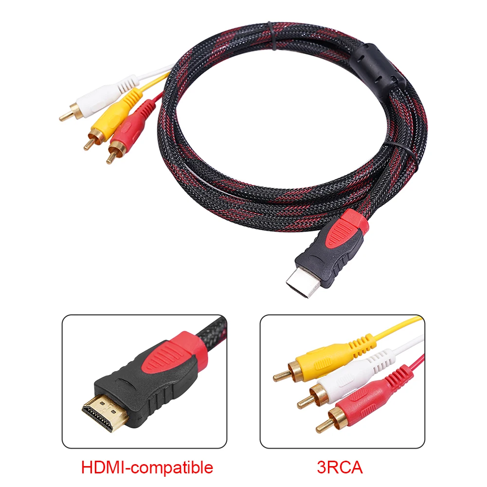 

HDMI-Compatible to 3RCA Audio AV Cable Cord Adapter Converter for TV Box Audio Video AV Cable Cord Adapter Converter Connector
