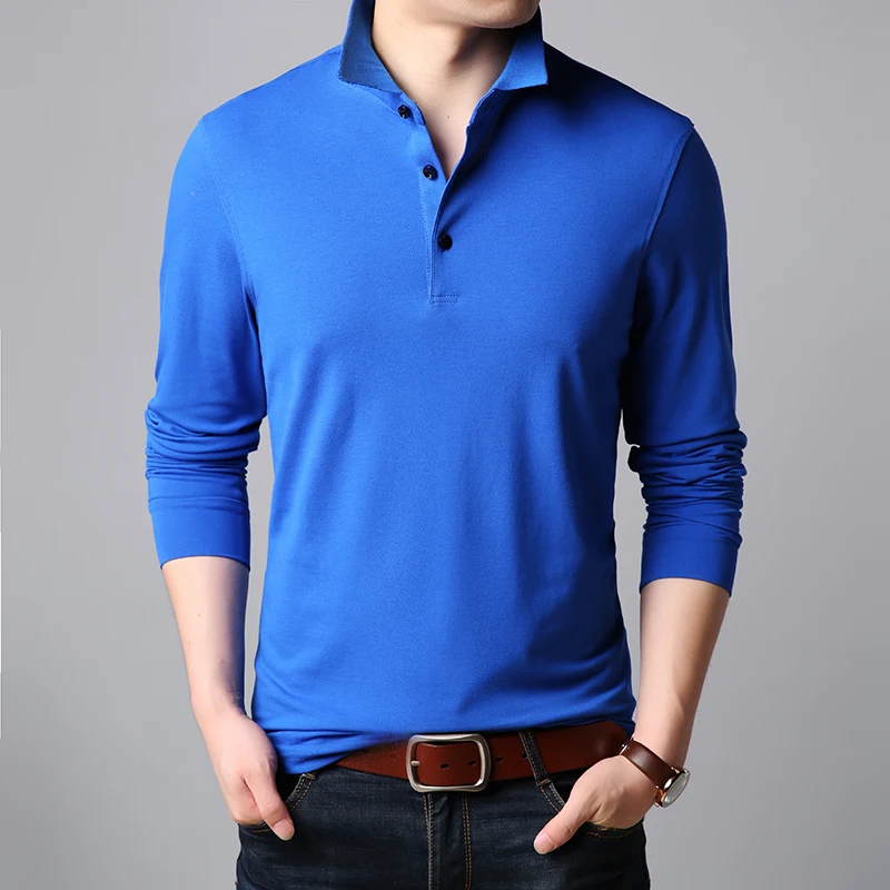 

2021 New Fashions Brands Polo Shirt Men Stand Color Long Sleeve Slim Fit Polos Mandarin Collar Boys Casual Mens Clothing