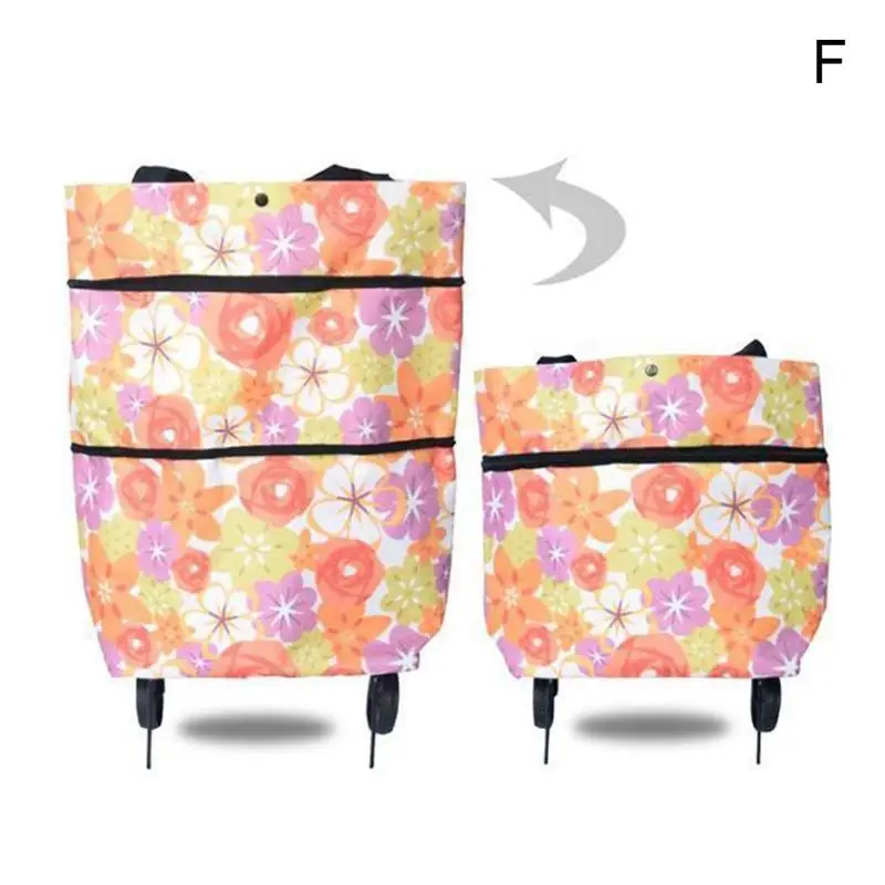 

2 In 1 Foldable Cart With Wheels Oxford Fabric Multifunctional Shopping Bag Organizer High Capacity30L