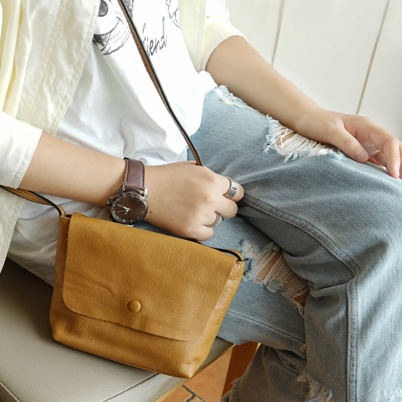 Дизайнерская Маленькая женская сумка-мессенджер из 100% натуральной кожи в стиле