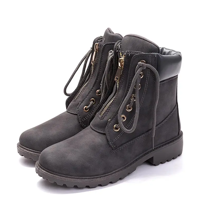 Dark Grey Г., новинка, зимние ботинки женская обувь из pu искусственной кожи с круглым носком теплые зимние ботинки martin модные ботильоны для женщин на платформе - Цвет: Dark Grey