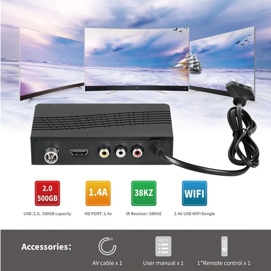 ТВ-тюнер HD DVB T2 USB2.0 TV Box HDMI 1080P DVB-T2 тюнер приемник спутниковый декодер встроенное