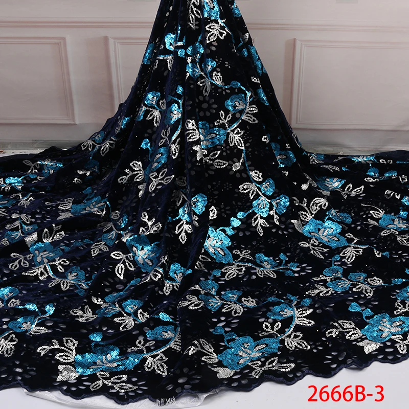 

Velvet Lace Fabric for Dresses Latest Nigerian French Tulle Lace with Sequin High Quality African Sequins Lace Fabric APW2666B-1