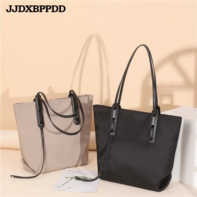 

Casual Women Tote Bag Contrast Color Handles Handbag Oxford Cloth Waterproof Scarves Bolsa Black Large Capacity Shoulder Bag Sac