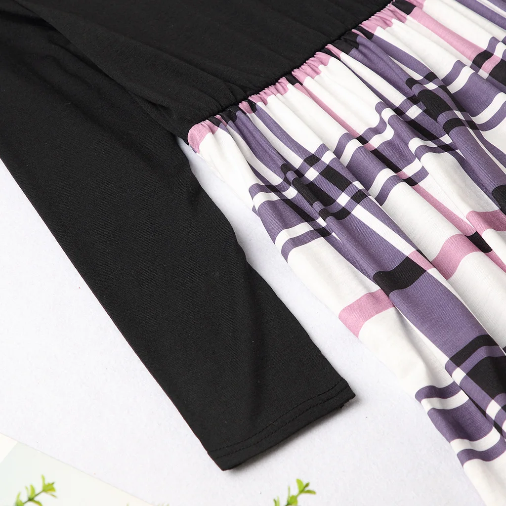 

Spring and Autumn Girl Mother and Daughter Family Matching Clothing Plaid Nine-Sleeve Daughter Mom Casual Dress