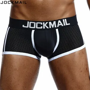 Трусы-боксеры JOCKMAIL мужские, Брендовое Сетчатое нижнее белье, дышащие трусы-шорты для геев, одежда для сна