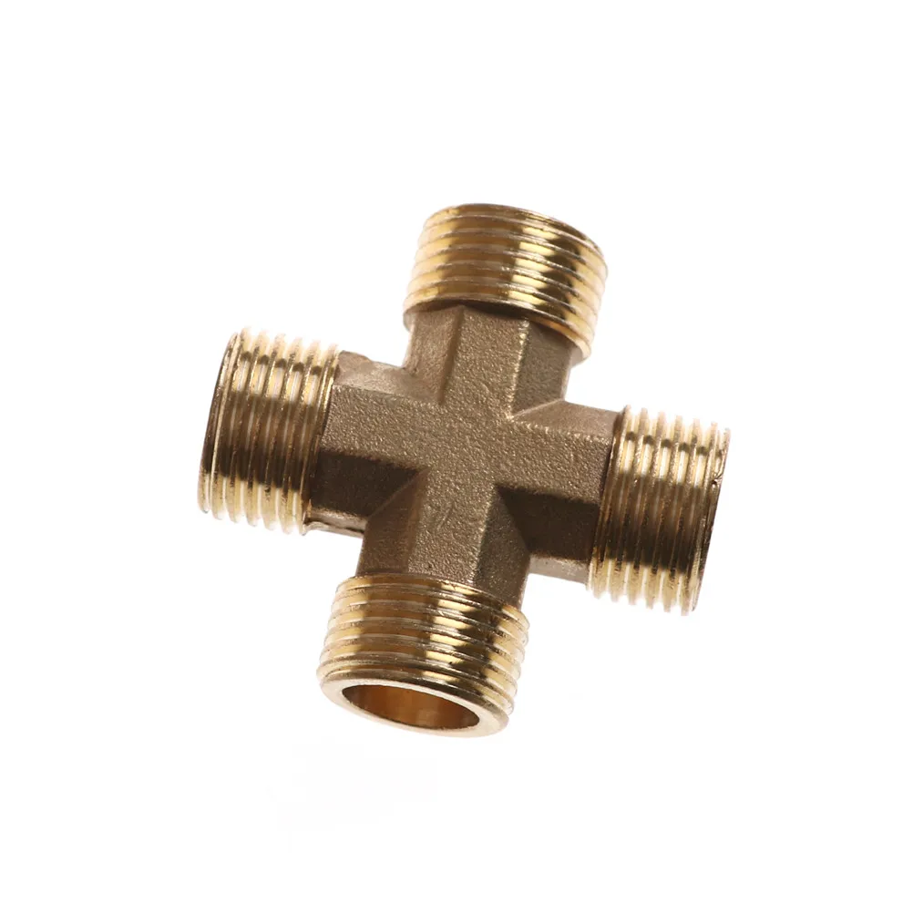 

High Quality 1/2" BSP Male Thread 4 Way Brass Cross Pipe Fitting Adapter Coupler Connector For Water Fuel Gas