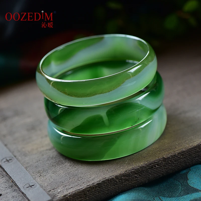 

Natural handcarved ocean green agate bangle bracelets women bangle jade jewelry jadeite jade bangles bracelet