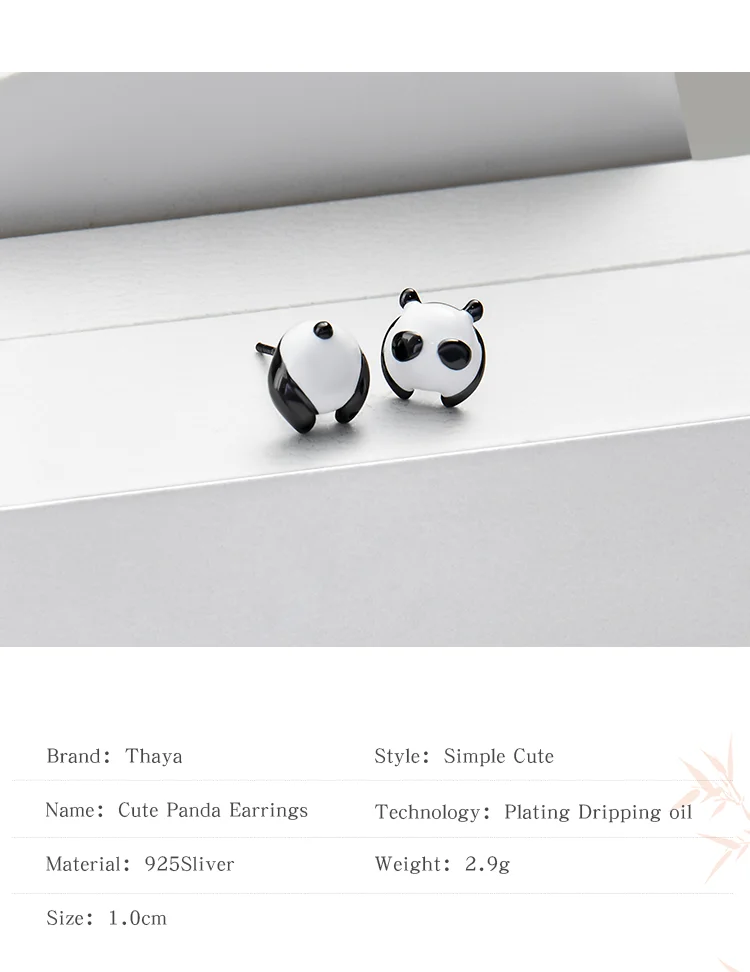Thaya Lucky Cute Panda серьги-клипс Серебро 925 дизайн история ювелирных изделий для женщин элегантный подарок