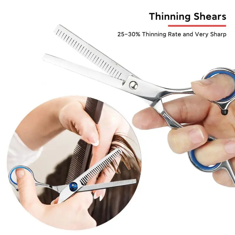 

7pcs Hair Scissor 6 Inch Barber Hairdressing Cutting Professional Shear Stainless Steel Thinning Scissor Barbershop Sal