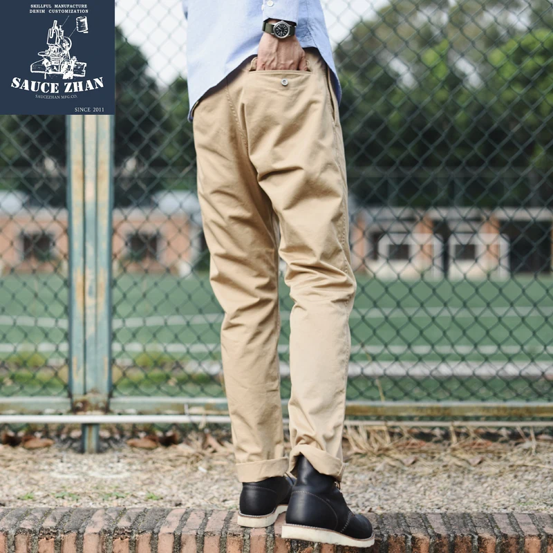 

Navy Officer SauceZhan Cargo Khaki Pure Cotton Trousers Casual Spring and Autumn Pants Men