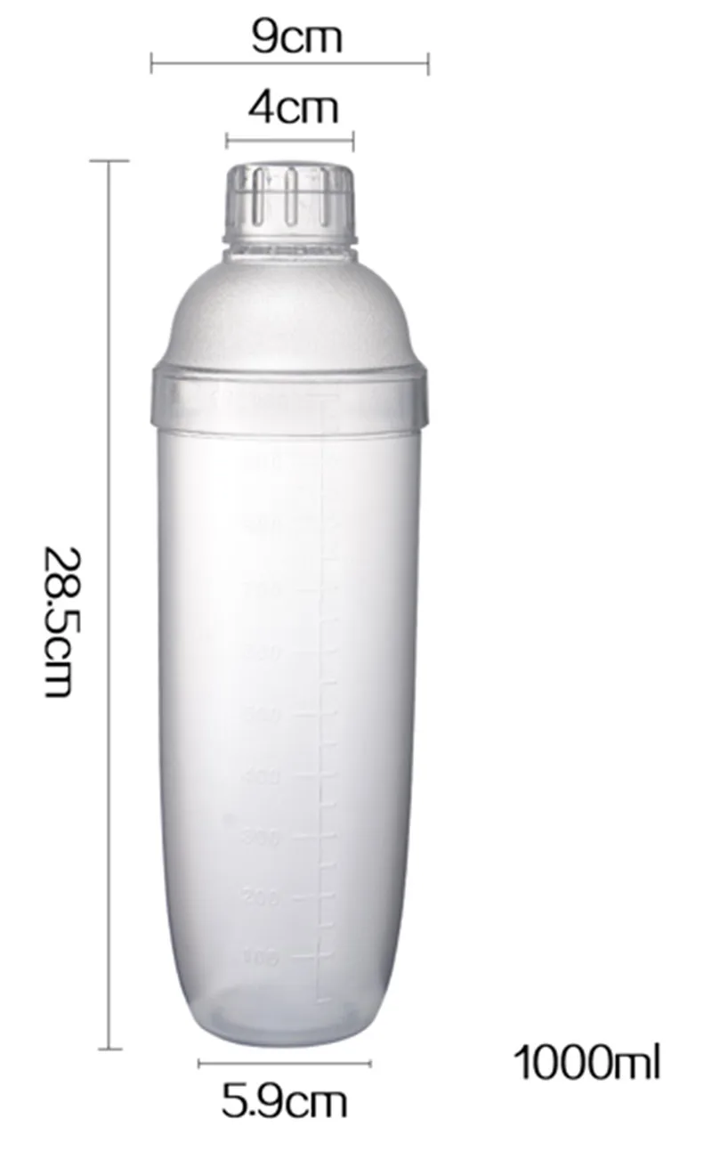1000ml Пластиковый шейкер для мартини, 350 мл/530 мл/700 мл/1000 мл, Миксер для вина, Миксер для вина, Миксер для напитков, барная посуда, boston, барный инструмент - Цвет: 1000ml