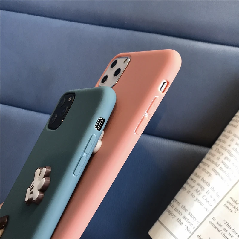 Милый простой мягкий силиконовый чехол с 3D рисунком для iPhone 11 Pro X XR Xs Max 6 6s 7 8 Plus