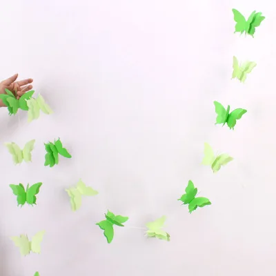 Зеленый Радужная Бабочка, Висячие гирлянды, вечерние украшения, 3D Бумага, Бабочка, бандаж, баннер для свадьбы, вечеринки, дня рождения, домашний декор - Цвет: Зеленый