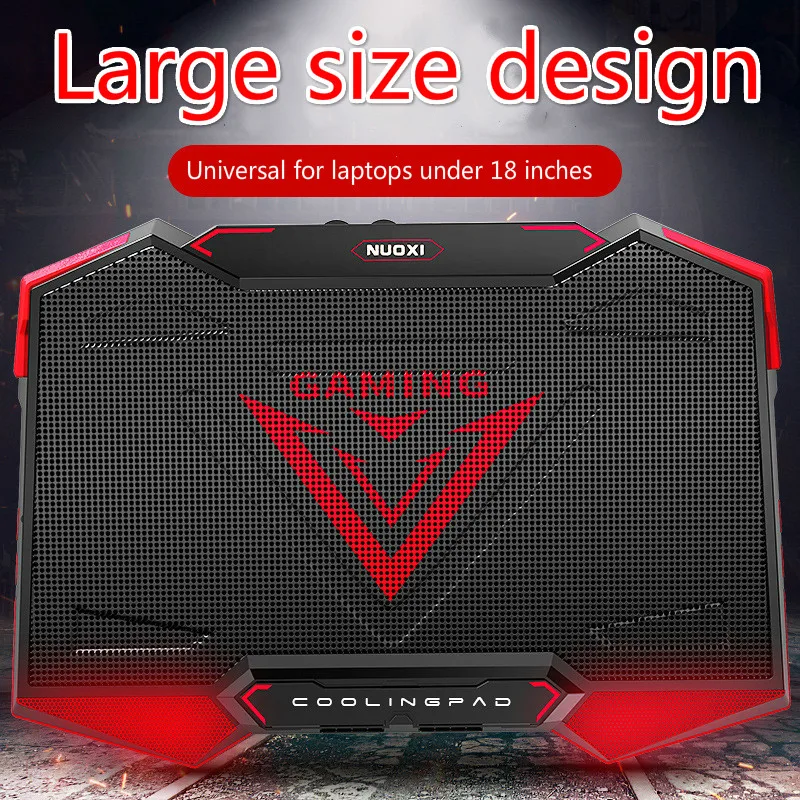 18 inch gaming laptop cooler five fan led screen dual usb port 1400 rpm laptop cooling pad with stand function for laptop free global shipping