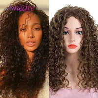 22 long kinky curly synthetic hair wig for women black color synthetic water wave wig cosplay heat resistant fiber