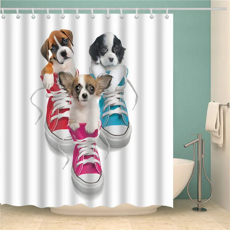 Водонепроницаемая шторка для душа с 3D принтом собаки 12 крючков|Шторы душа| |