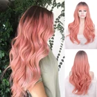 WEILAI длинные вьющиеся розовые термостойкие парики для женщин с эффектом омбре
