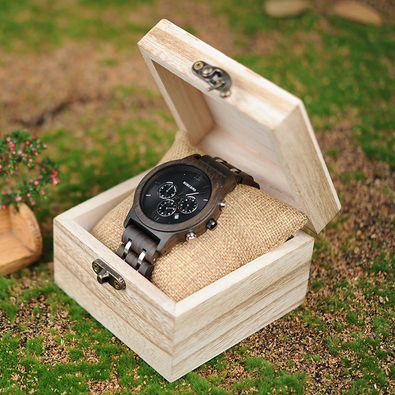 

Wooden Watch Men Relogio Masculino Wood Metal Strap Chronograph Date Quartz Watches Luxury Versatile Timepieces Gifts