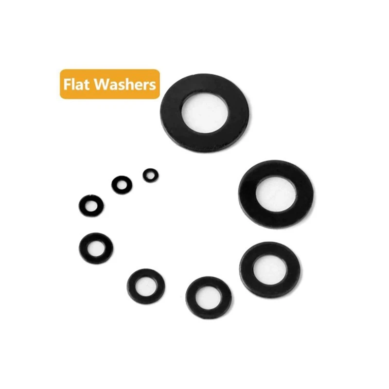 480 Pcs Nylon Flat Round Washers Gaskets Spacers Assortment Set for Screw Bolt(Black) | Обустройство дома