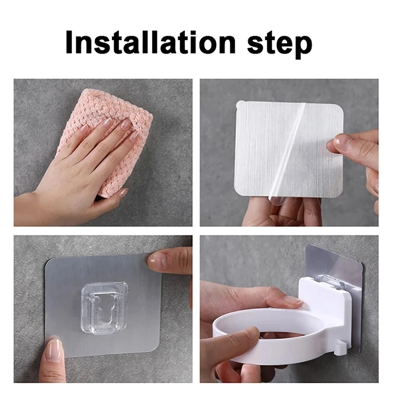 

High Quality Wall-mounted Hair Dryer Holder ABS Bathroom Shelf Storage Hairdryer Holder Rack Organizer Adhesive Hairdryer Shelf