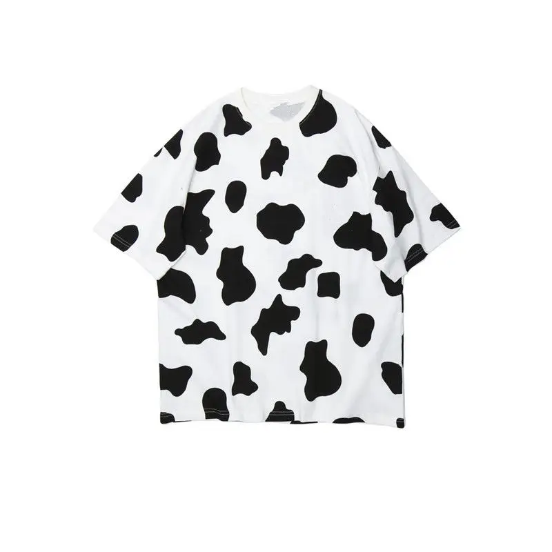 

Korean style cow print short-sleeved t-shirt Harajuku women t-shirt kawaii top tee fashion loose t-shirt