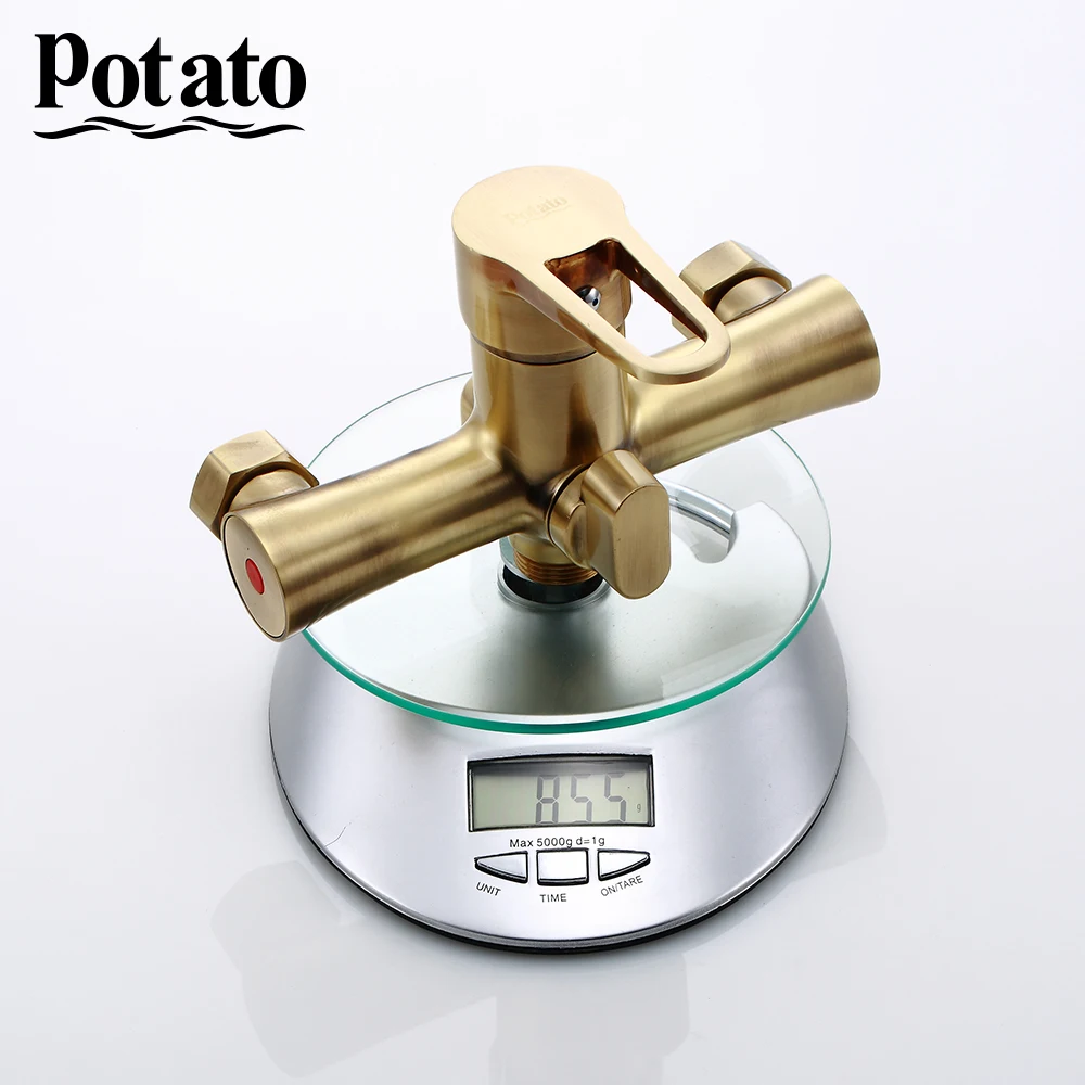 potato bathroom faucets 1 set wall mounted outlet pipe waterfall shower faucet with shower head p22270 2 free global shipping