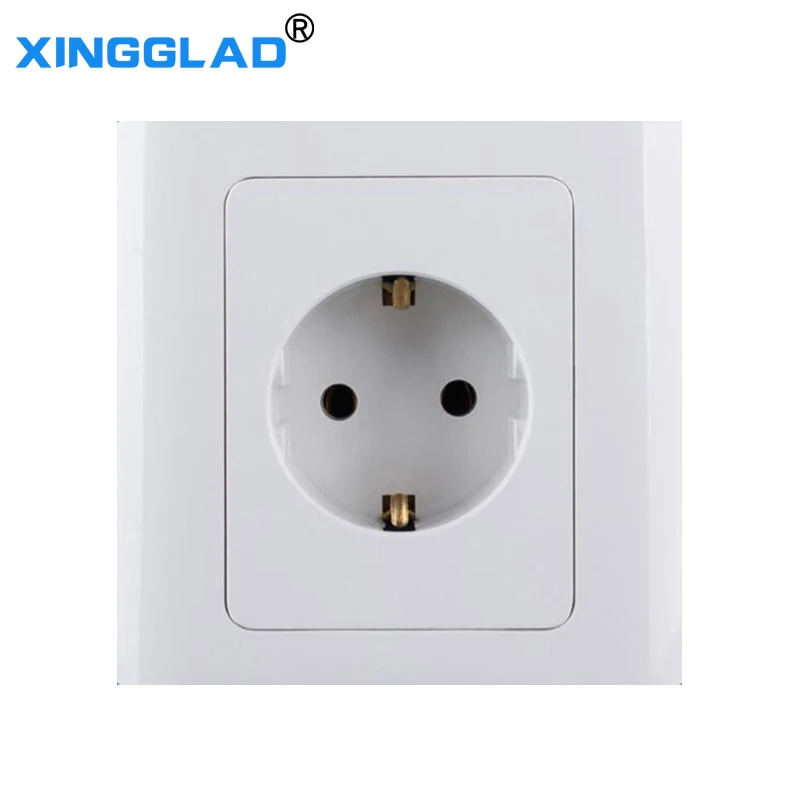 Schuko EU Plug 16A 250V поверхности настенная розетка для Мощность электрическая розетка Стандартный Заземленный невоспламеняющихся материалов PC Панель 86*86 мм