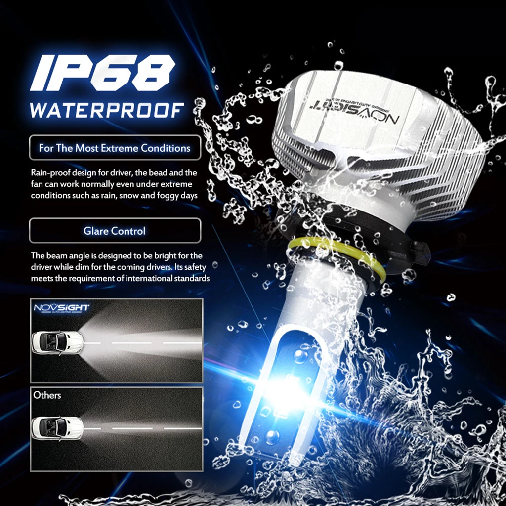

2-pieces H4 LED Headlight Bulb Replacement Set 6500K IP68 Conversion Kit