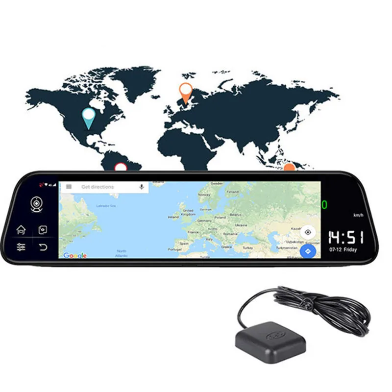 $109.44 4G Dash Cam 12 Inch Car Rearview Mirror ADAS Android 8.1 FHD Auto Recorder GPS Navigation Dash Camera Rear View Mirror Car DVR