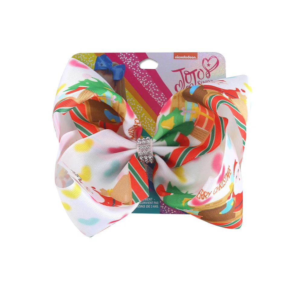 Новые банты для волос заколка Рождество 8 дюймов большой бант девочек Стразы