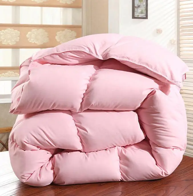 PINK VESCOVO зимнее теплое одеяло вставка одеяло с наполнителем 220*240 тяжелый гусиный пух, комфортная королевская Королева двойной размер - Цвет: PINK