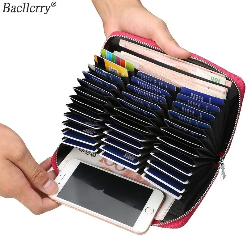 

Длинный кошелек из воловьей кожи с технологией RFID для женщин, бумажники для паспорта и визиток, кредитницы для мужчин и женщин, чехол для удо...