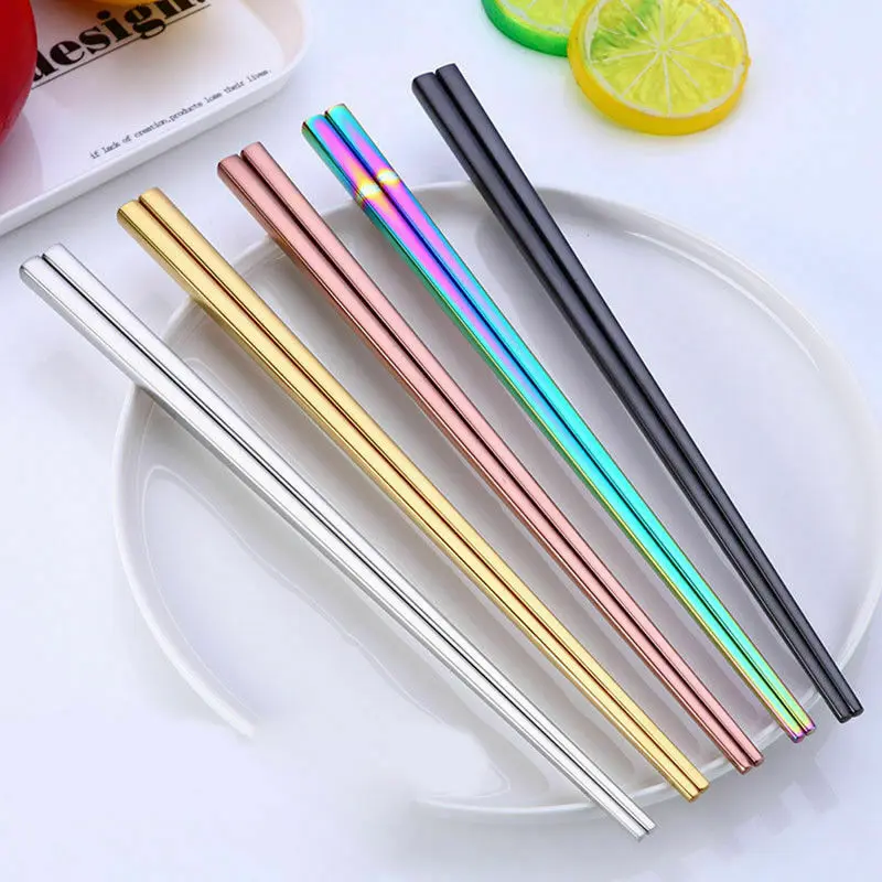 

1Pair Stainless Steel Chopsticks Metal Chop Sticks Tableware Silver Gold Multicolor Wedding Party Festival Occasions