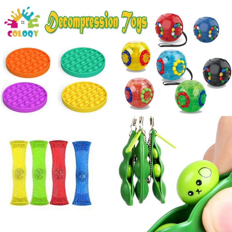 

9 pcs/lot Magic Ball Fidget Toys Set Stress Relief Autism Anxiety Pop It Push Bubble Fidget Sensory Toys For Kids Adults Gifts