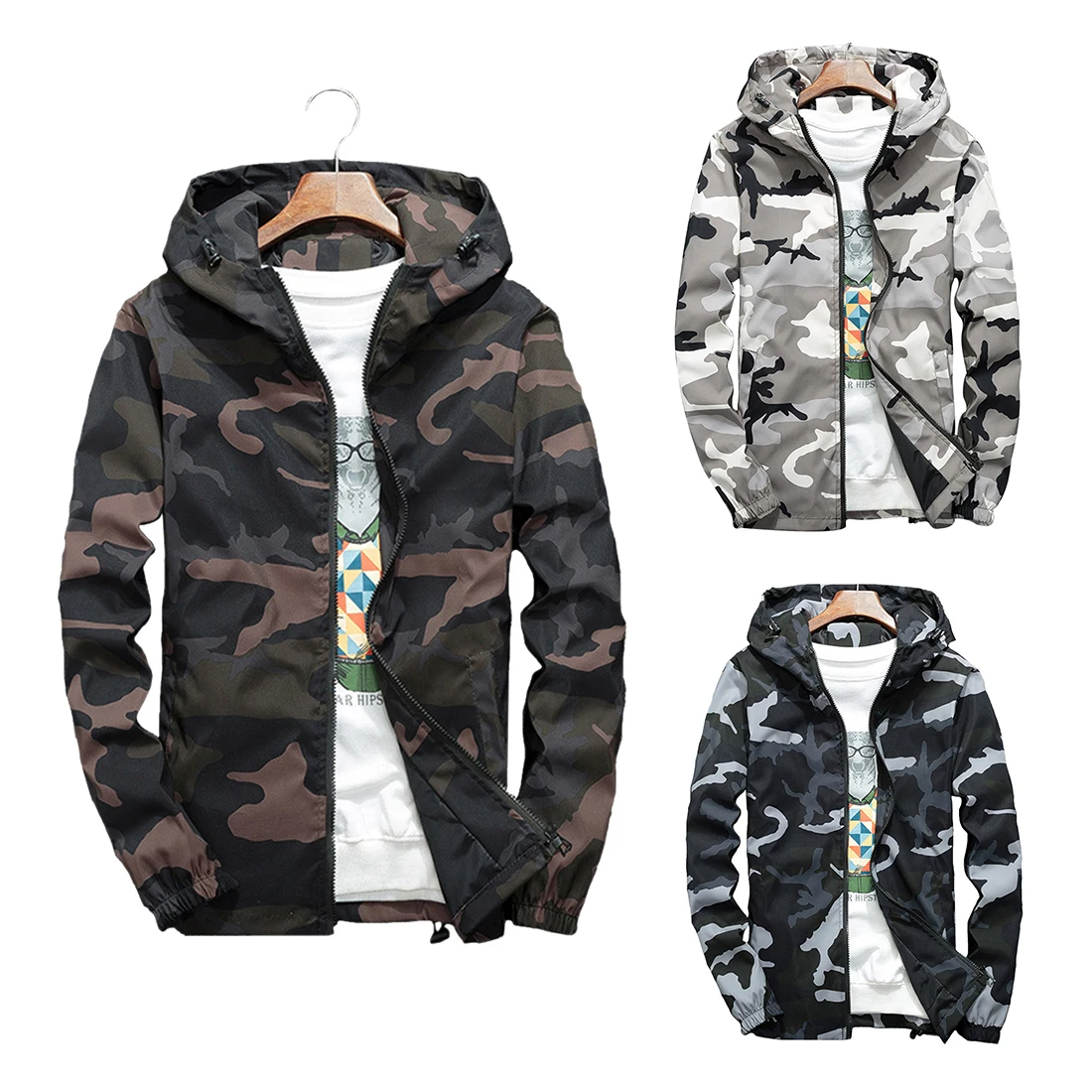 

Tactical Camouflage Jacket Men Casual Hoodie Jacket Streetwear New Autumn Camo Hooded Windbreaker Coat Male Military Outwear